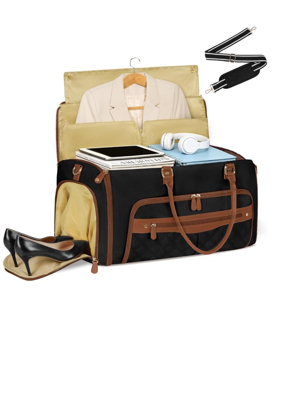Convertible Garment Bag for Travel 51L Carry On Duffel with Shoe Wet/Dry